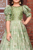 Green Ethnic Gown for Girls - Lagorii Kids