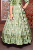 Green Ethnic Gown for Girls - Lagorii Kids