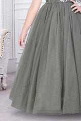 Grey Asymmetric Gown for Girls - Lagorii Kids