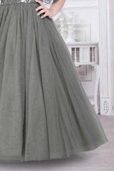 Grey Asymmetric Gown for Girls - Lagorii Kids