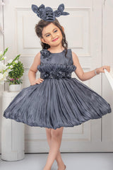 Grey Organza Party Frock For Girls - Lagorii Kids