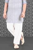 Grey Pathani Set With White Pant For Boys - Lagorii Kids