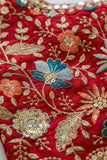 Red Embroidered Lehenga Choli Set with Net Dupatta For Girls