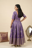 Royal Purple Zari Woven Lehenga Choli Set For Girls