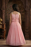 Girls Pink Floral Embroidered Lehenga Set With Dupatta