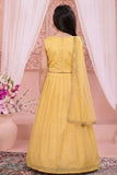 Yellow Embroidered Lehenga Choli Set for Girls