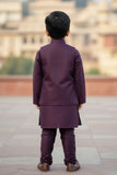 Wine Thread And Sequins Embroidered Sherwani Set For Boys