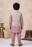 Onion Pink Kurta Pyjama Set With Embroidered Nehru Jacket For Boys