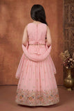 Girls Baby Pink Embroidered Lehenga Choli Set with Dupatta