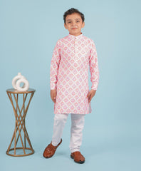 Lagorii Pink Bundi Printed Cotton Kurta Set for Boys - Pack of 2 - Lagorii Kids