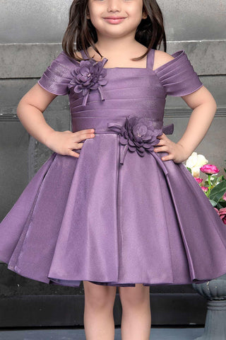 Lavender Satin Frock For Girls - Lagorii Kids