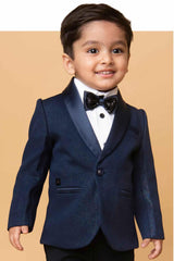 Little Collar's Navy Blue Tuxedo Suit With Bow For Boys - Lagorii Kids