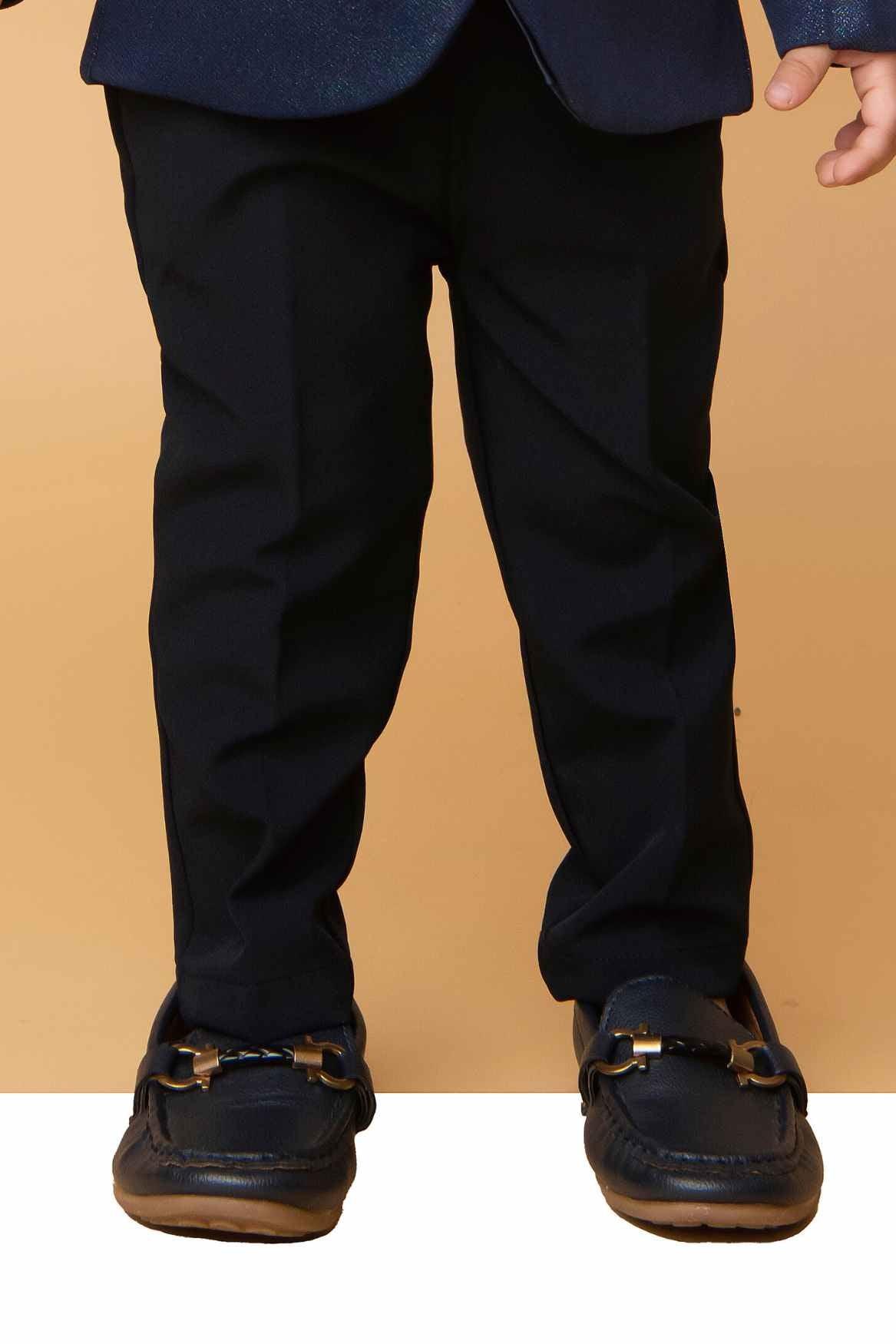Little Collar's Navy Blue Tuxedo Suit With Bow For Boys - Lagorii Kids
