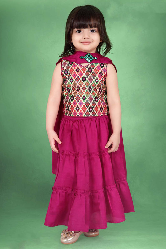 Majestic Magenta Lehenga Choli for Kids - Lagorii Kids