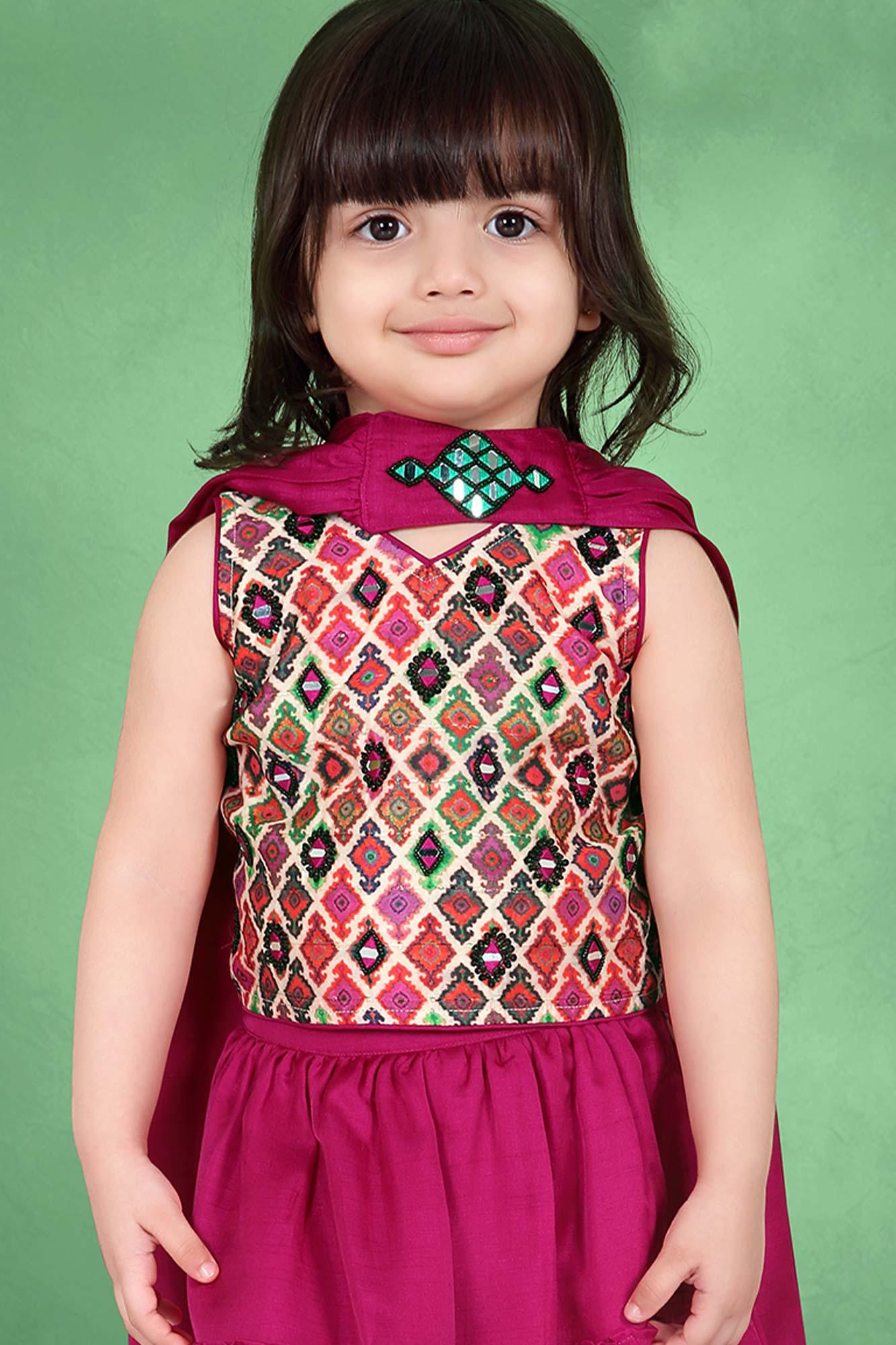 Majestic Magenta Lehenga Choli for Kids - Lagorii Kids