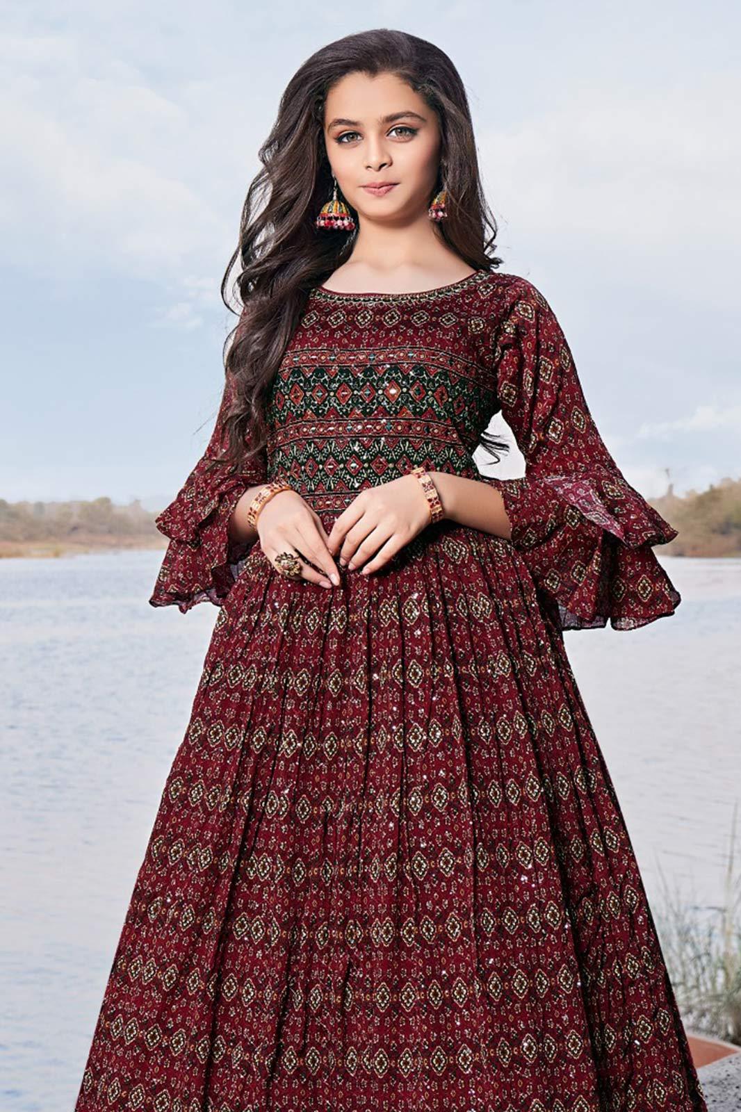 Maroon on sale ethnic gown