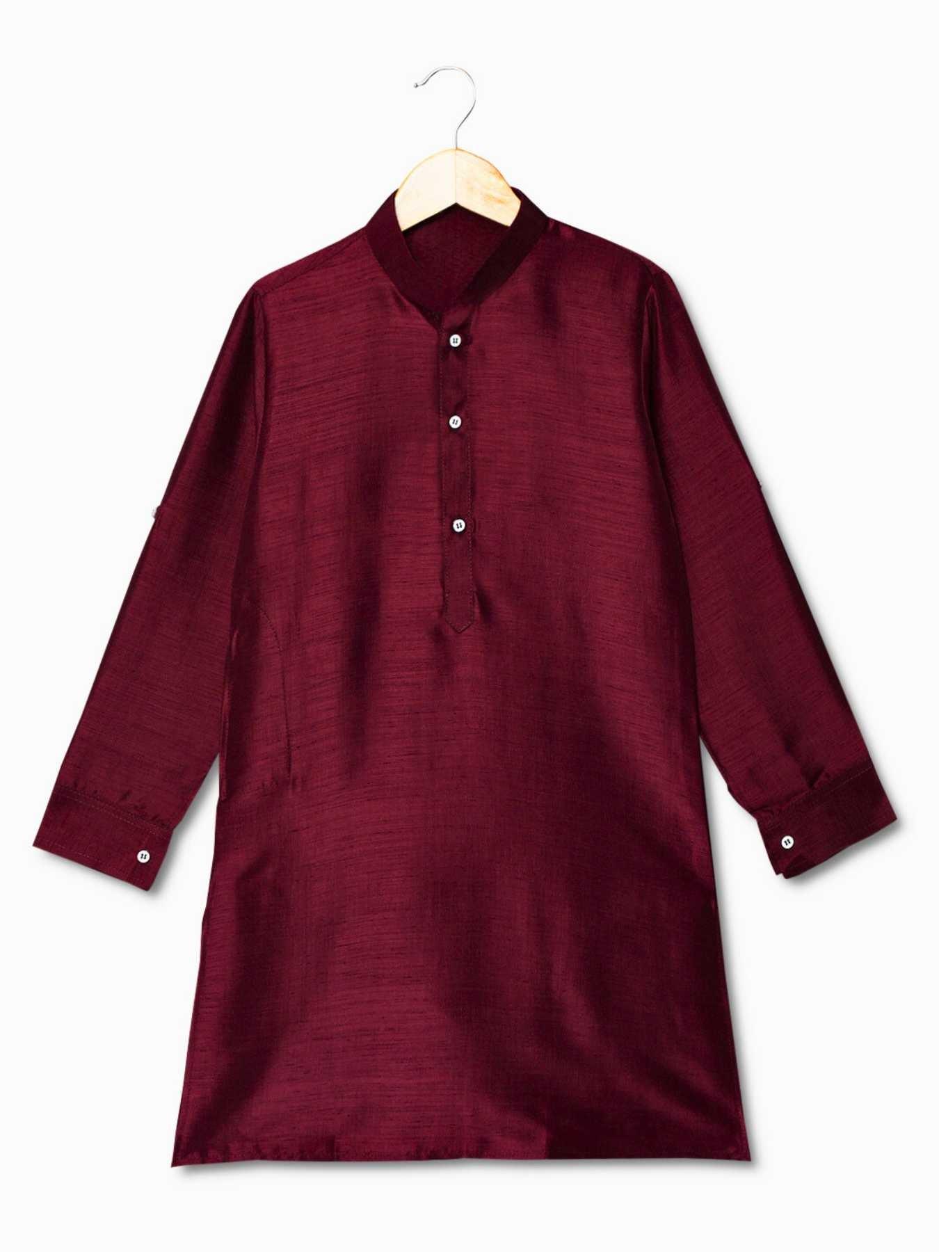 Maroon Kurta Set with Shimmer Maroon Waist Coat For Boys - Lagorii Kids