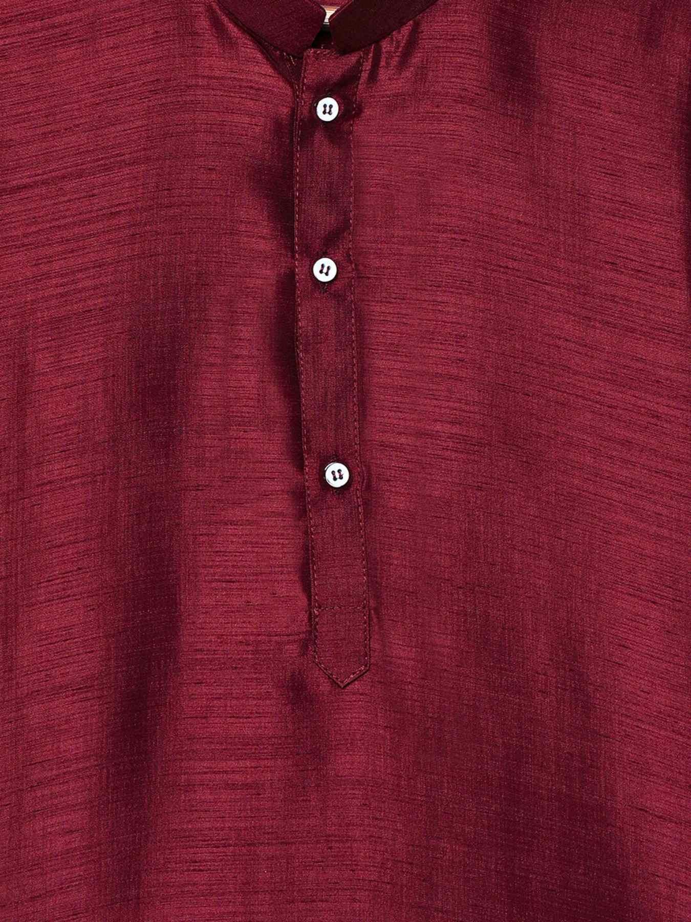 Maroon Kurta Set with Shimmer Maroon Waist Coat For Boys - Lagorii Kids