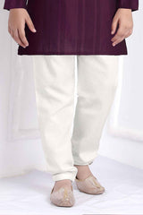 Maroon Kurta Set With White Pant For Boys - Lagorii Kids