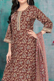 Maroon Kurti with Straight Pants and Dupatta - Lagorii Kids