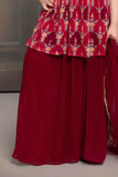 Maroon Sharara Set With Floral Embroidery For Girls - Lagorii Kids