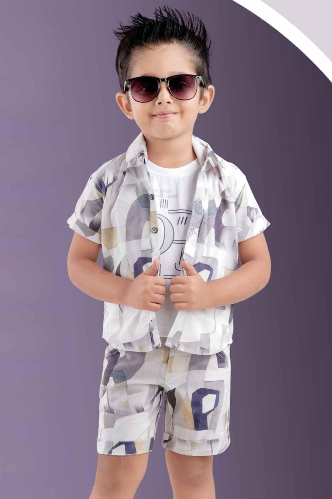 Multicolor Printed Shirt and Shorts Co-ord Set For Boys - Lagorii Kids