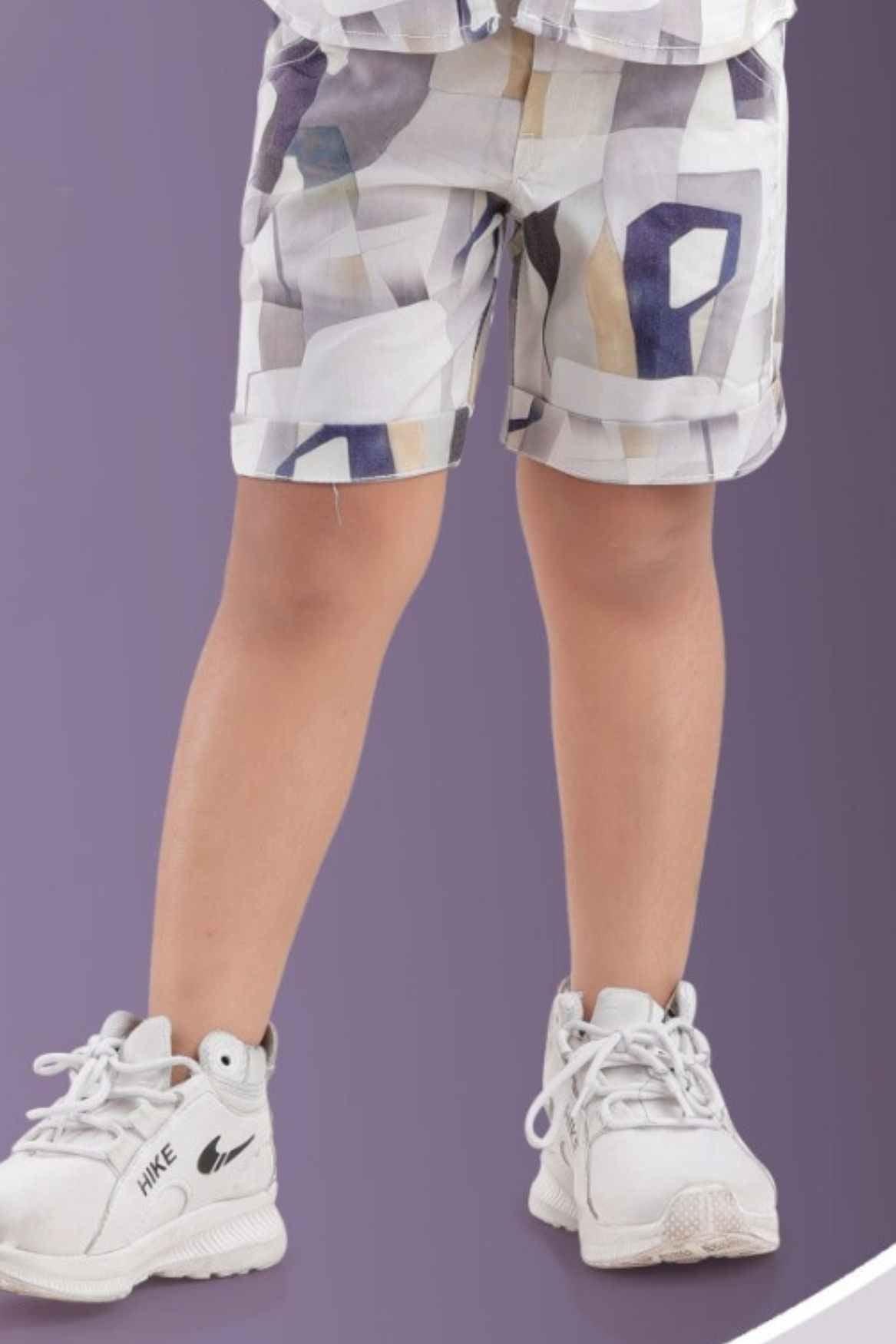 Multicolor Printed Shirt and Shorts Co-ord Set For Boys - Lagorii Kids