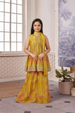 Mustard Aliya Cut Sharara Set With Sequin Work For Girls - Lagorii Kids