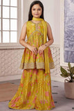 Mustard Aliya Cut Sharara Set With Sequin Work For Girls - Lagorii Kids
