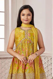 Mustard Aliya Cut Sharara Set With Sequin Work For Girls - Lagorii Kids