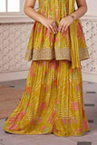 Mustard Aliya Cut Sharara Set With Sequin Work For Girls - Lagorii Kids