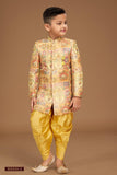 Mustard Colour Printed Sherwani Set For Boys - Lagorii Kids