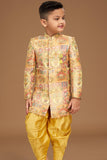 Mustard Colour Printed Sherwani Set For Boys - Lagorii Kids