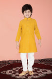 Mustard Color Chikankari Kurta Set For Boys - Lagorii Kids