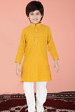 Mustard Color Chikankari Kurta Set For Boys - Lagorii Kids