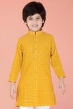 Mustard Color Chikankari Kurta Set For Boys - Lagorii Kids