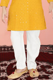 Mustard Color Chikankari Kurta Set For Boys - Lagorii Kids