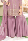 Pale pink color golden embroidered ethnic wear Sharara suit for girls. - Lagorii Kids