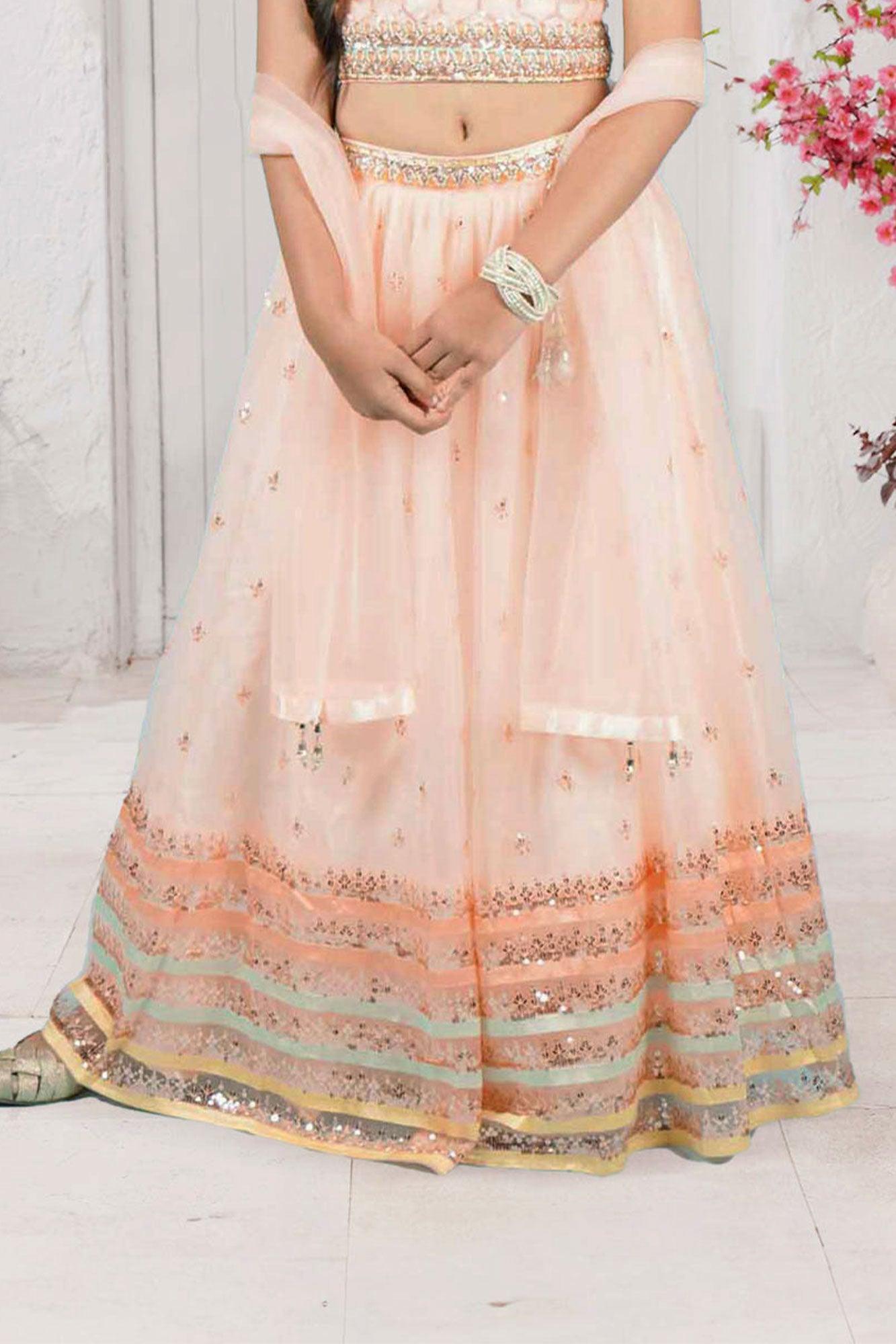 Buy Peach Bamberg Silk Embroidered Zardozi Sweetheart Bridal Lehenga Set  For Women by Anupraas by Nishant and Rahul Online at Aza Fashions.