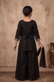 Black Zari Embroidered Palazzo Set For Girls