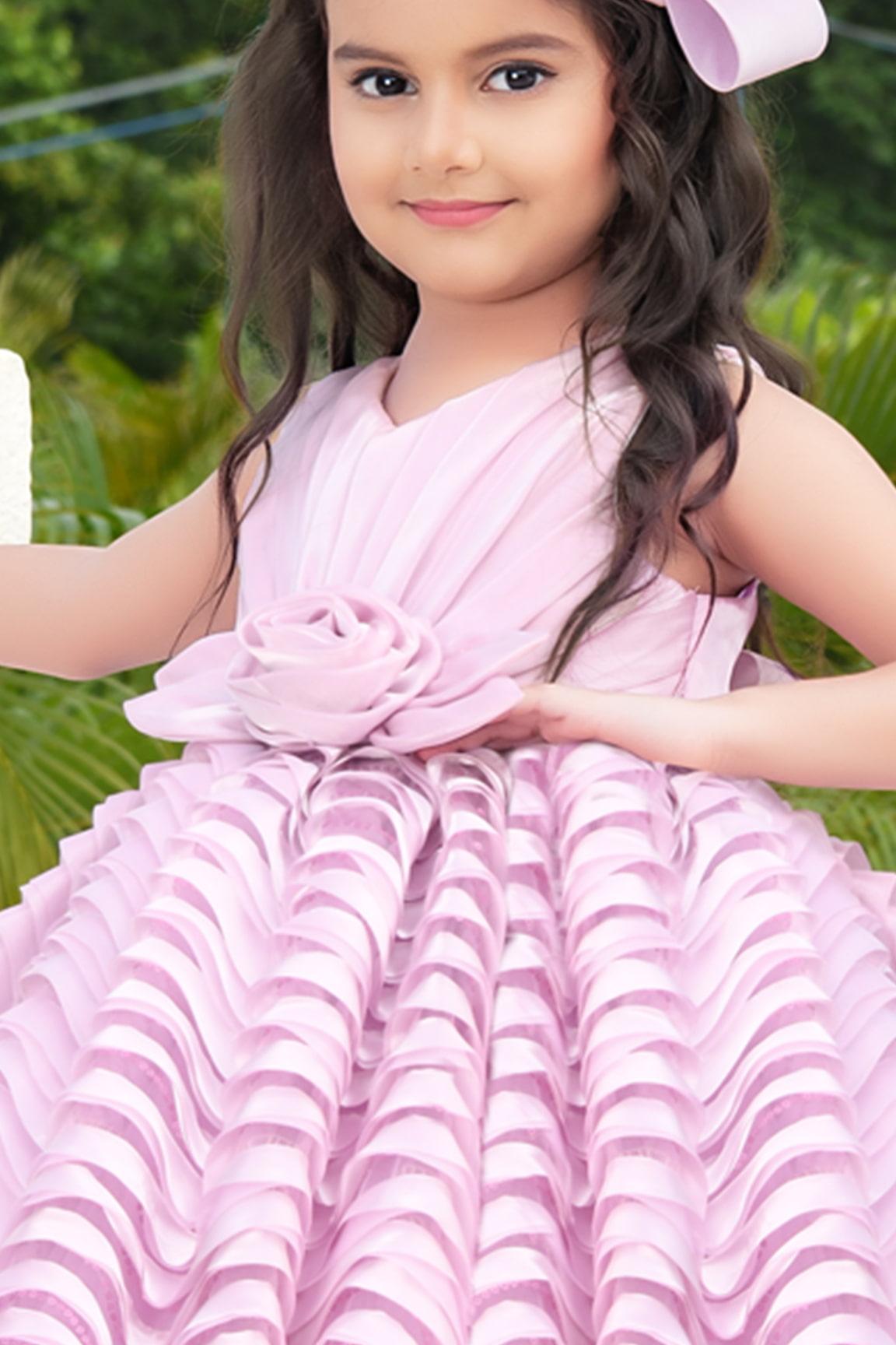 Onion Pink Full Length Designer Gown For Girls - Lagorii Kids