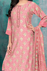 Pink Kurti with Straight Pants and Dupatta - Lagorii Kids