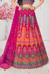 Pink Lehenga Choli Set With Elegant Embroidery Work For Girls - Lagorii Kids