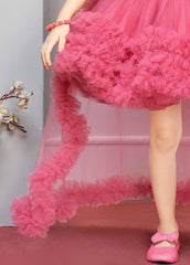 Pink Multilayer Ruffle Net Frock For Girls - Lagorii Kids