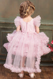 Baby Pink Netted Tailback Frock for Girls. - Lagorii Kids