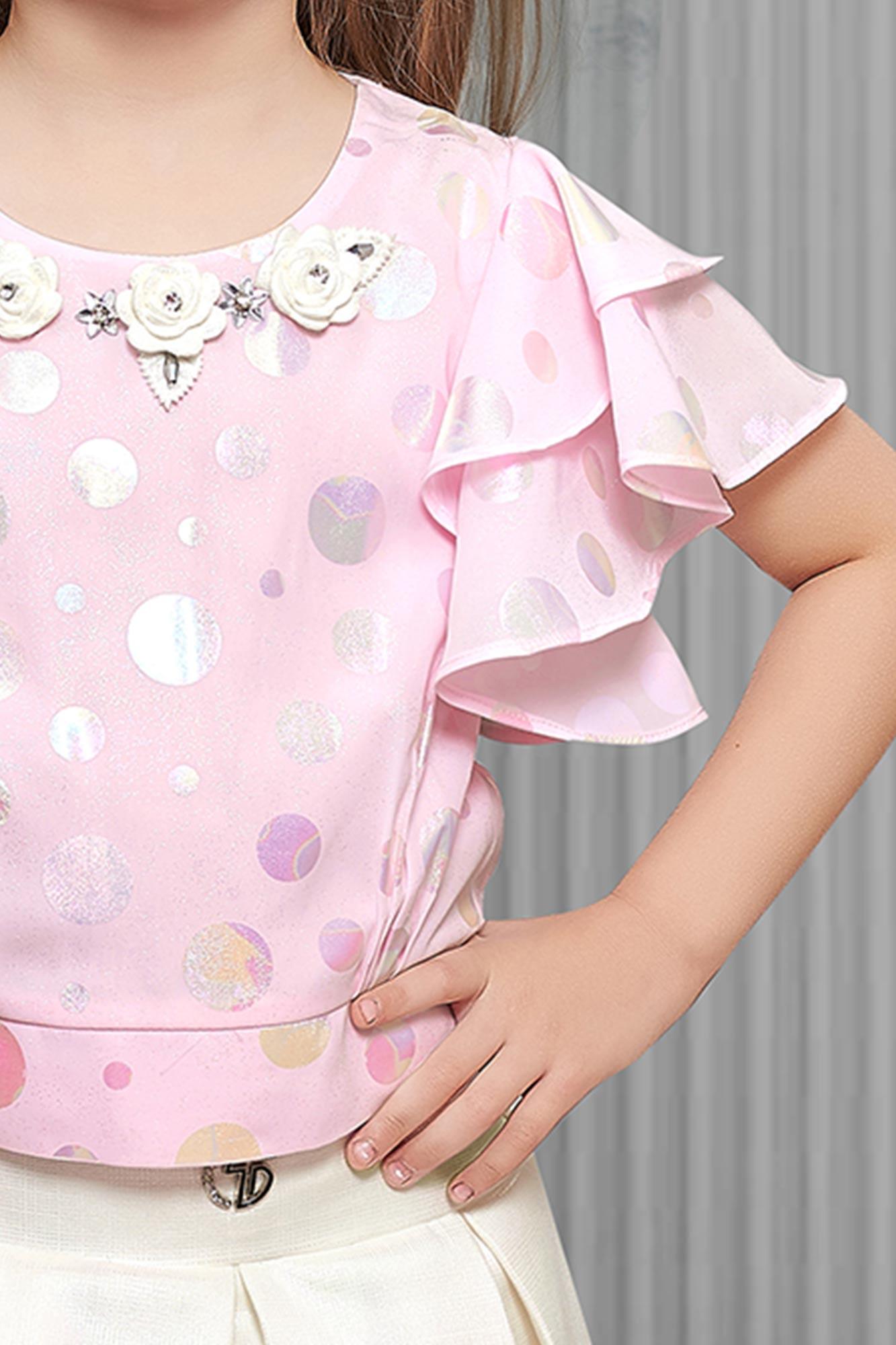 Pretty in Pink: Baby Pink Top and White Pleat Skirt for Little Girls. - Lagorii Kids