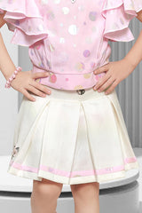 Pretty in Pink: Baby Pink Top and White Pleat Skirt for Little Girls. - Lagorii Kids