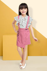Pretty in Pink Polka Dot Dungaree Skirt Set for Kids – Lagorii Kids