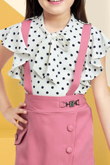 Pretty in Pink Polka Dot Dungaree Skirt Set for Kids - Lagorii Kids