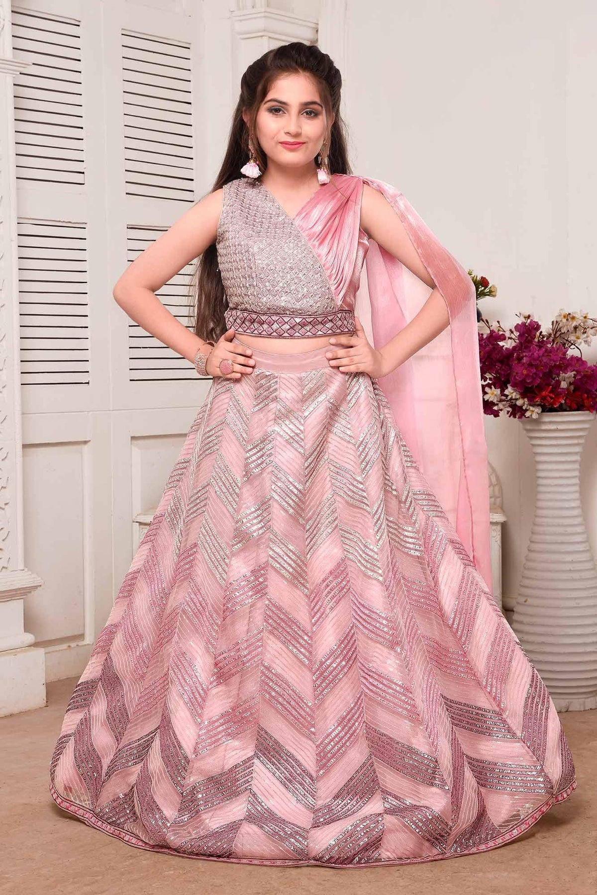 Pretty Pink Designer Lehenga Choli for Girls. – Lagorii Kids